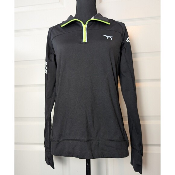 VS PINK Size M Quarter Zip Pullover Reflective Logo Thumbhole Running Activewear - Picture 2 of 12